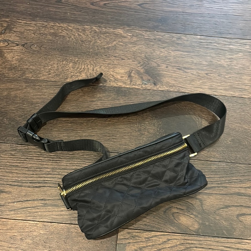 Black Quilted Belt Bag